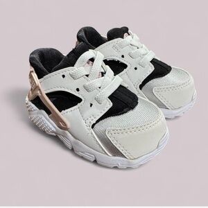 Nike Baby Air Huarache White Leather Lace Up Sneaker Shoes Size 4C